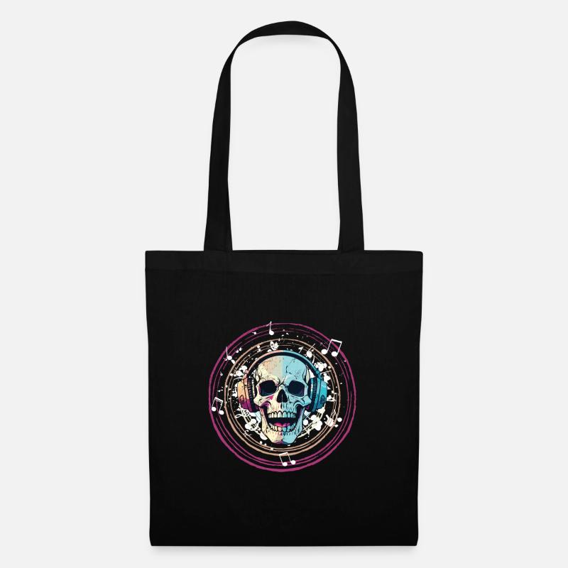 Music Skull - Stoffbeutel - Schwarz