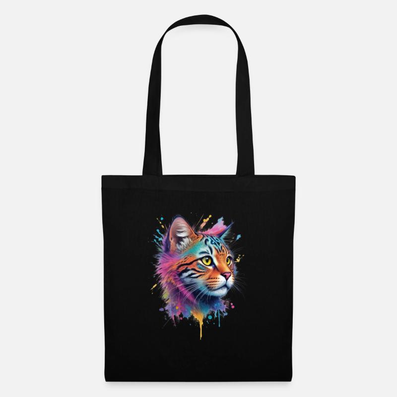 Eine bunte Wildkatze - Stoffbeutel - Schwarz