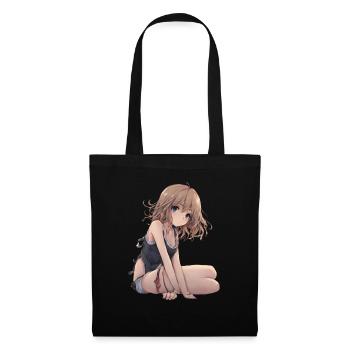 Manga Mädchen - Stoffbeutel - Schwarz - Vorne