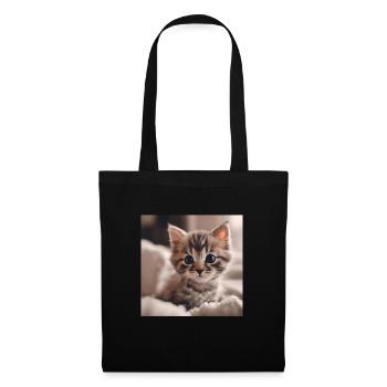 Yeux de chaton curieux - Sac en tissu - noir - Devant