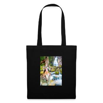 Jeune fille sur balancelle avec cascade d’eau - Sac en tissu - noir - Devant