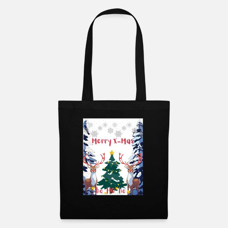 Merry X-Mas - Stoffbeutel - Schwarz