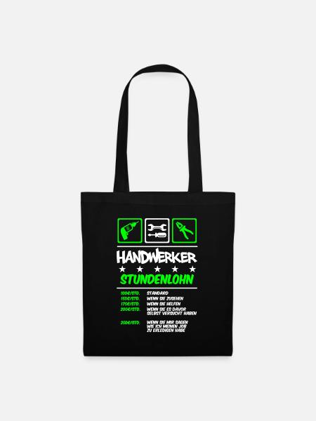 Handwerker Stundenlohn - Stoffbeutel - Schwarz