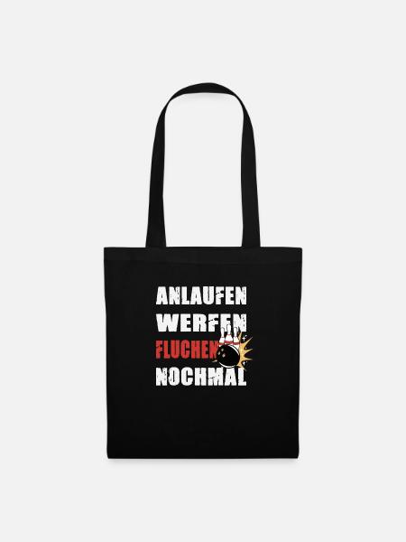 Anlaufen Werfen Fluchen Nochmal Bowling Kegeln - Stoffbeutel - Schwarz