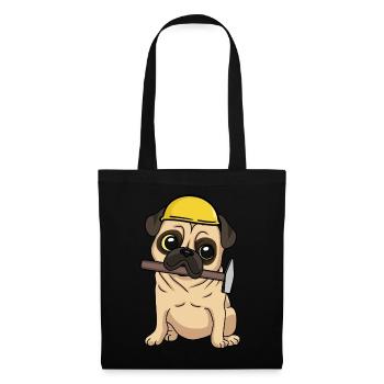 Construction site Civil engineering Pug Craftsmen build hammer job - Tote Bag - black - Front