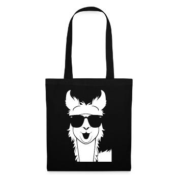 Lustiges Lama mit Sonnenbrille Coole Lamas - Stoffbeutel - Schwarz - Vorne