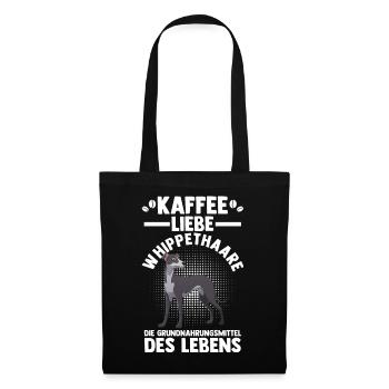 Hund Kaffee Whippet - Stoffbeutel - Schwarz - Vorne