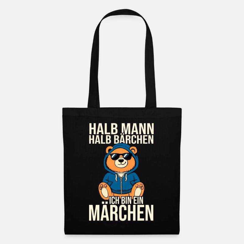 Bär halb Mann halb Bärchen Märchen Partner - Stoffbeutel - Schwarz
