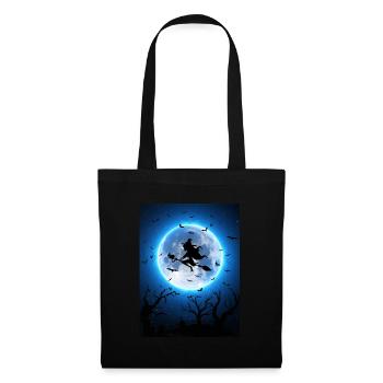 Halloween Moon witch bats Mond Hexe Fledermäuse - Tote Bag - black - Front