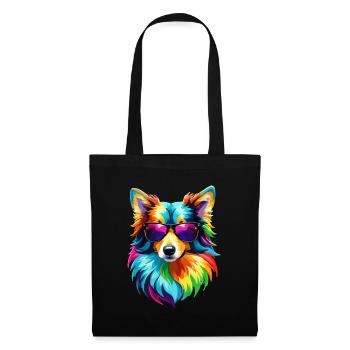 Border Collie Rainbow Dog Colorful Cool Cute Kids - Tote Bag - black - Front