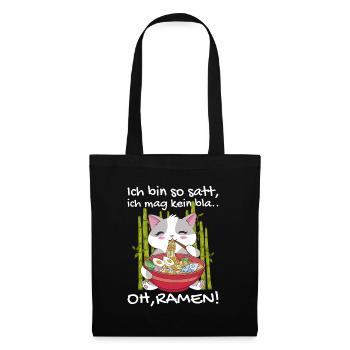 Ramen Katze Kawaii Nudeln Japanische Ramen Katze - Stoffbeutel - Schwarz - Vorne