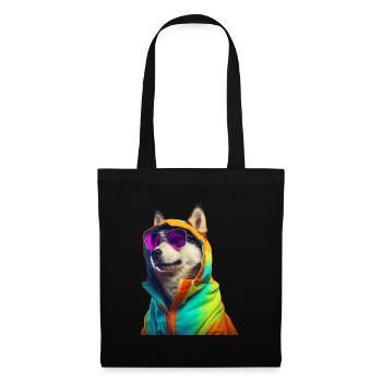 Husky avec lunettes de soleil Coloré Cool Huskies Chien - Sac en tissu - noir - Devant