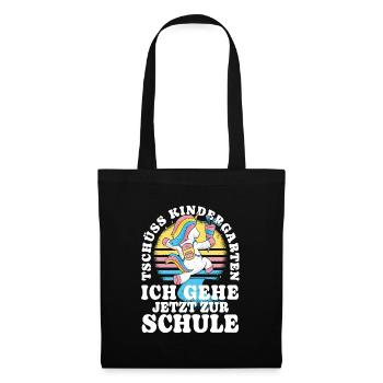 Einschulung Einhorn Tschüss Kindergarten - Stoffbeutel - Schwarz - Vorne
