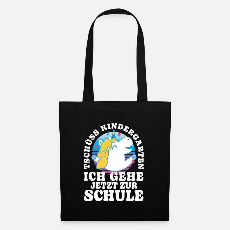 Einschulung Einhorn Tschüss Kindergarten - Stoffbeutel - Schwarz