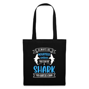Grand requin blanc animal marin - Sac en tissu - noir - Devant