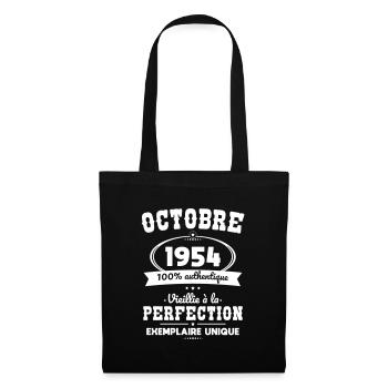 70-jähriges Jubiläum - Oktober 1954 Perfektion - Stoffbeutel - Schwarz - Vorne