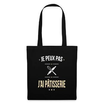 Je peux pas j'ai pâtisserie - Cadeau gourmand - Sac en tissu - noir - Devant