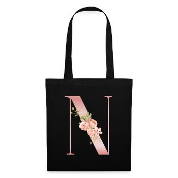 Drop Cap N Floral Soft Pink - Stoffbeutel - Schwarz - Vorne