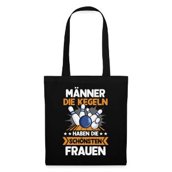 Kegeln Kegler Kegel Männer Kegelbahn Kegeltour - Stoffbeutel - Schwarz - Vorne