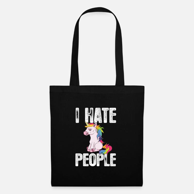 Unicorn I Hate people - Stoffbeutel - Schwarz