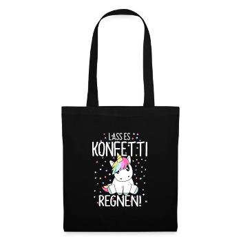 Lass es Konfetti regnen Einhorn - Stoffbeutel - Schwarz - Vorne