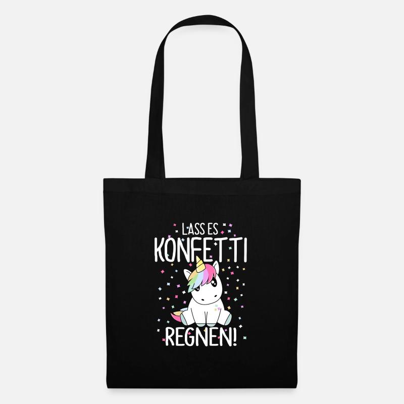 Lass es Konfetti regnen Einhorn - Stoffbeutel - Schwarz