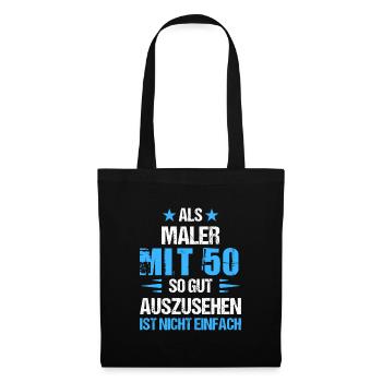Mit 50 gut aussehender Maler - Stoffbeutel - Schwarz - Vorne
