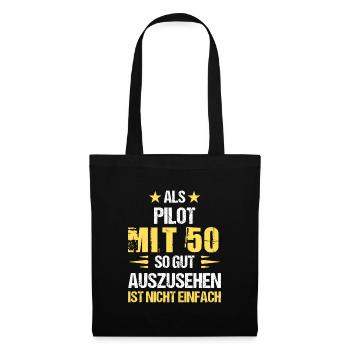Mit 50 gut aussehender Pilot - Stoffbeutel - Schwarz - Vorne