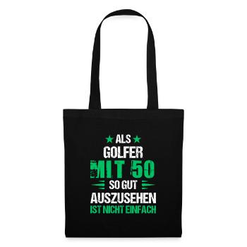 Mit 50 gut aussehender Golfer - Stoffbeutel - Schwarz - Vorne