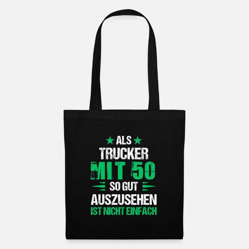 Mit 50 gut aussehender Trucker - Stoffbeutel - Schwarz