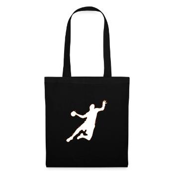 Handball Handballer Umriss Silhouette Geschenk - Stoffbeutel - Schwarz - Vorne
