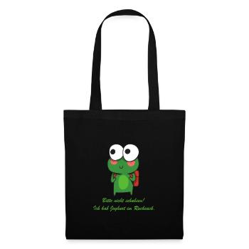Joghurt im Rucksack Witziger Spruch mit Frosch - Stoffbeutel - Schwarz - Vorne