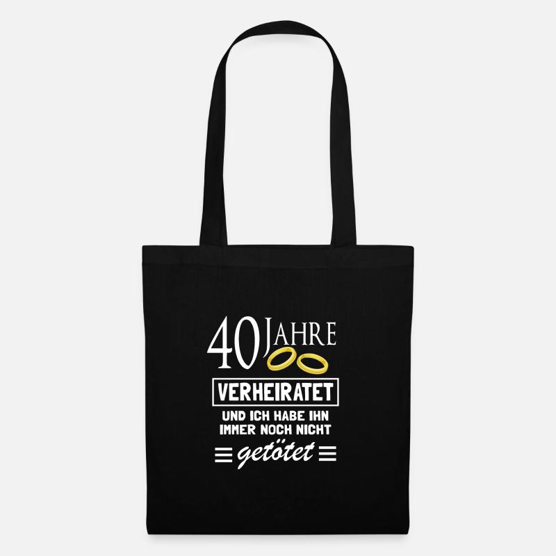 Rubinhochzeit 40.Hochzeitstag - Stoffbeutel - Schwarz