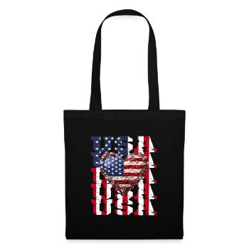 American USA Flagge Herz für Patrioten - Stoffbeutel - Schwarz - Vorne