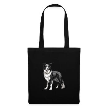 Border Collie Hund - Stoffbeutel - Schwarz - Vorne