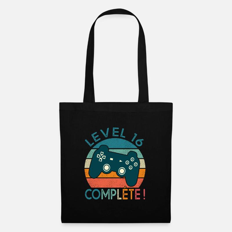 Level 16 Geschenk Videospiele Geburtstag 16 Jahre - Stoffbeutel - Schwarz