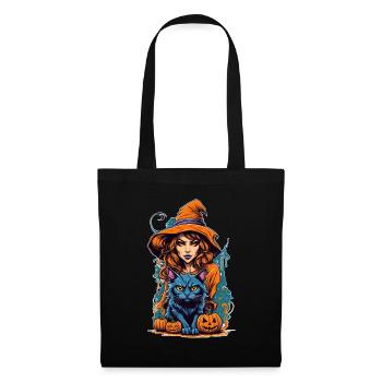 Halloween Sorcière Chat Noir - Sac en tissu - noir - Devant
