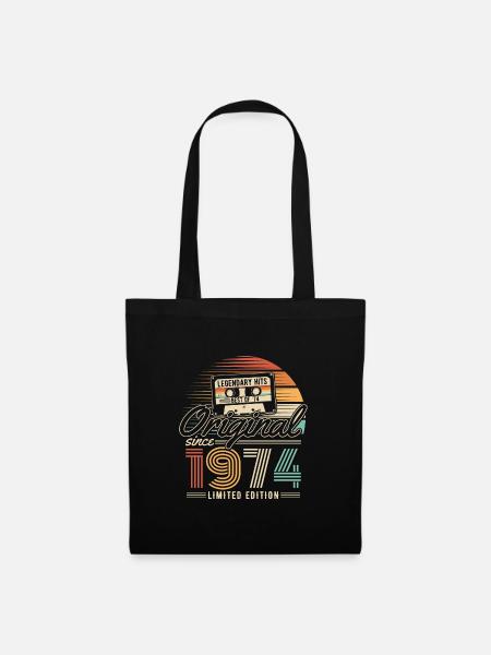 1974 Jahrgang Vintage Retro Geburtstag Geschenk - Stoffbeutel - Schwarz