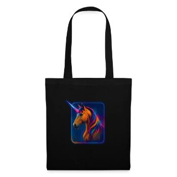 Wunderschönes braunes Einhorn – Neon Style Artwork - Stoffbeutel - Schwarz - Vorne