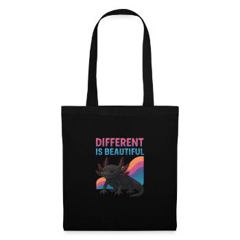 Cute Axolotl Message - Different is Beautiful - Tote Bag - black - Front