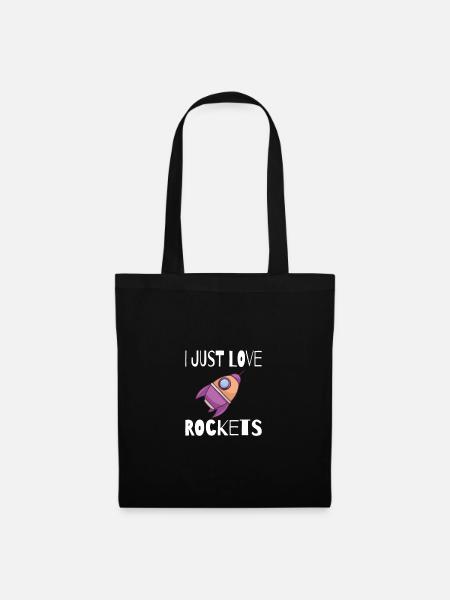 SPACE / ROCKET: I just love rockets - Stoffbeutel - Schwarz