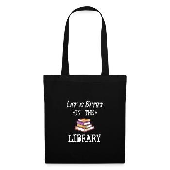 BOOK READER/BOOK FAN :Life In Library - Tote Bag - black - Front