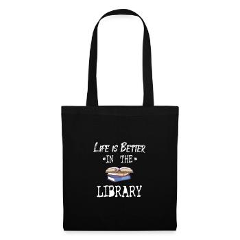 BOOK READER / BOOK FAN: Life In Library - Tote Bag - black - Front