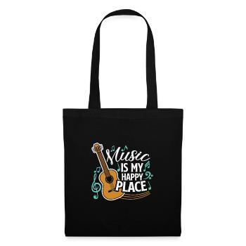 Musique musicienne chanteuse Music is my happy place - Sac en tissu - noir - Devant