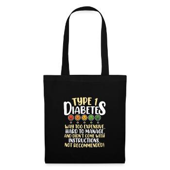 Typ 1 Diabetes Lustige Diabetes Diabetes Geschenk - Stoffbeutel - Schwarz - Vorne