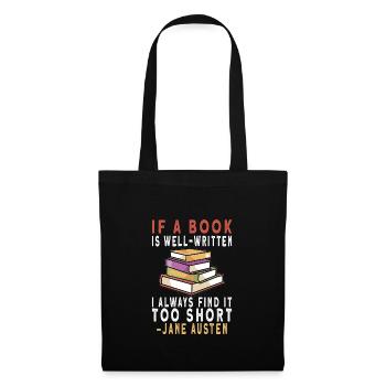 Lecteur de livre Lisant de la littérature Citations de Jane Austen - Sac en tissu - noir - Devant