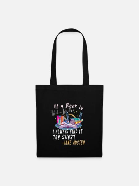 Book Reader Reading Literature Jane Austen quotes - Stoffbeutel - Schwarz