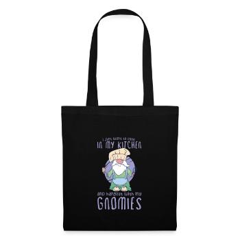 Cooking Cook Chef Gnomes Gnome Lover Funny Gnome - Stoffbeutel - Schwarz - Vorne