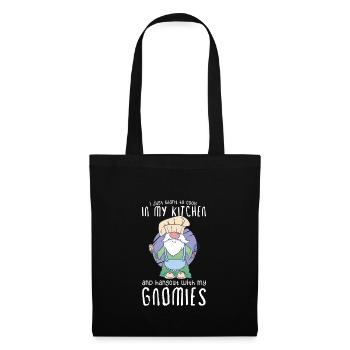 Cooking Cook Chef Gnomes Gnome Lover Funny Gnome - Stoffbeutel - Schwarz - Vorne
