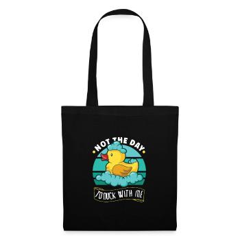 Canard en caoutchouc Canards Chasse aux oiseaux Amateur de canard Idée cadeau - Sac en tissu - noir - Devant